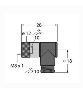 ROUND ANGLED CONNECTOR M8 x 1 / D. 8 mm FEMALE CONFECCIONABLE B 5241-0 TURCK - Image 1