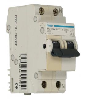 MAGNETOTHERMIC SWITCH HAGER MU 510A C10 451721 - Image 1