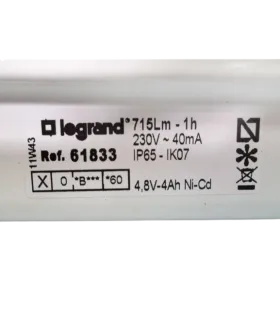 LUMINÁRIA DE EMERGÊNCIA LEGRAND 715LM - 1H NT65 - IP65 - Imagem 1
