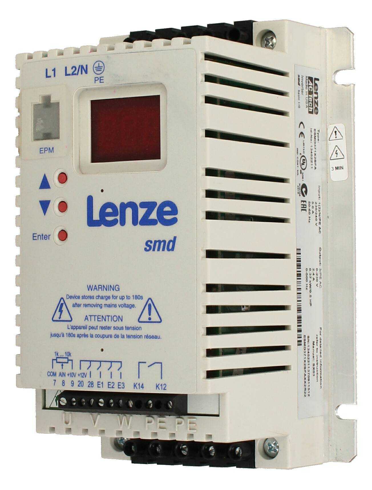 LENZE ESMD371X2SFA INVERSOR MONOFASICO 230V DE 0,37KW (USADO)