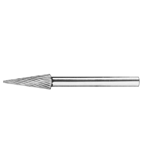 BURR CARBIDE HANDLE 3, SKM HEAD 3x11 TOOTHED 2 SHAPE POINTED CONE