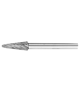 BURR CARBIDE HANDLE 3, KEL HEAD x12 TOOTHED 2 SHAPE ROUNDED CONE