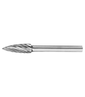 BURR CARBIDE HANDLE 3, SPG HEAD 3X12 TOOTHED 6 FORMS POINTED ARC